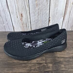Skechers Sport Active Microburst One Up Comfort Flats Women's Sz 6.5 Black NWOB